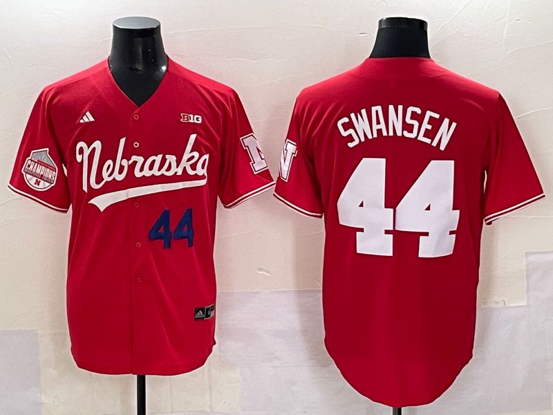 Men Nebraska Cornhuskers #44 Swansen Red 2025 Joint Name NCAA Jersey style 4